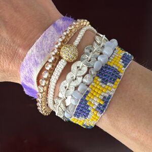 Victoria Emerson Boho Cuff Bracelet – Purple Multi-Strand